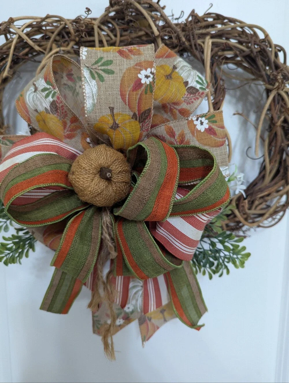 Handcrafted Autumn Pumpkin Grapevine Wreath
